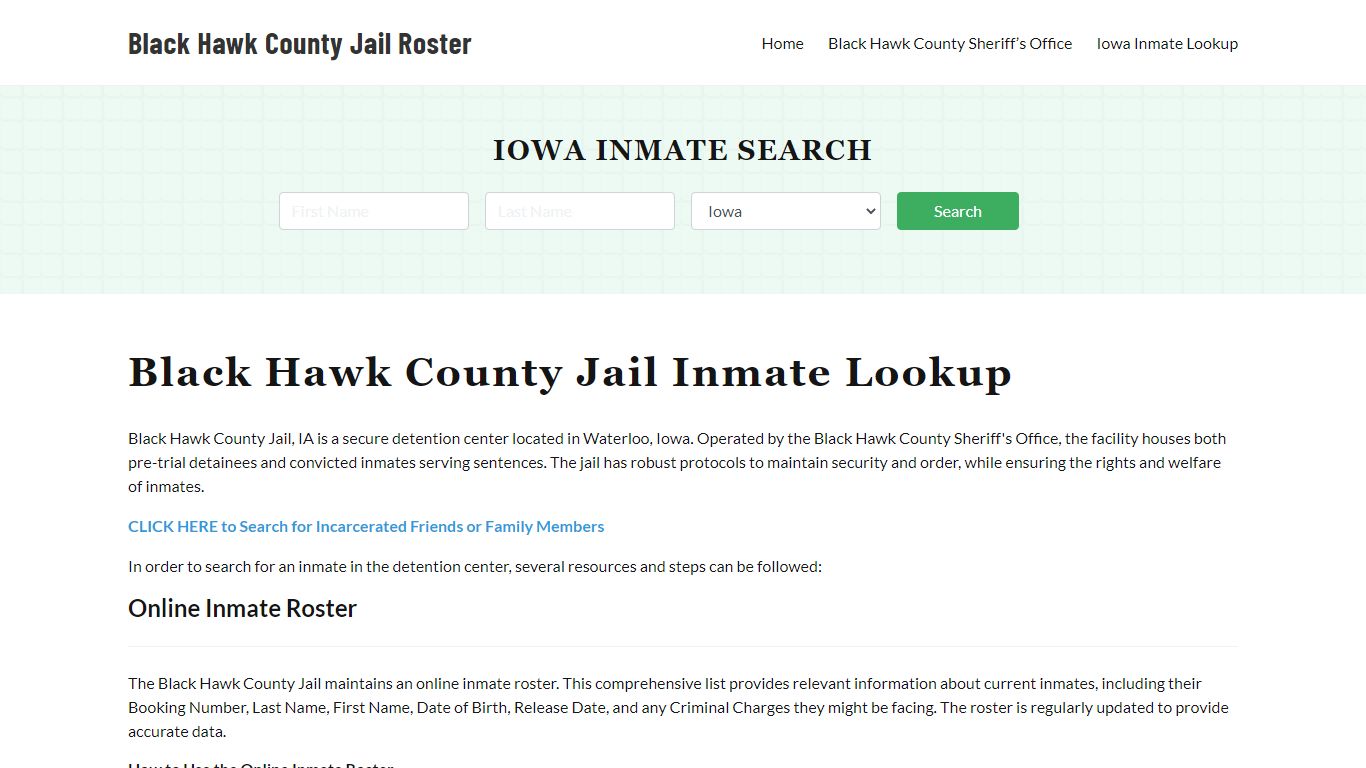 Black Hawk County Jail Roster Lookup, IA, Inmate Search