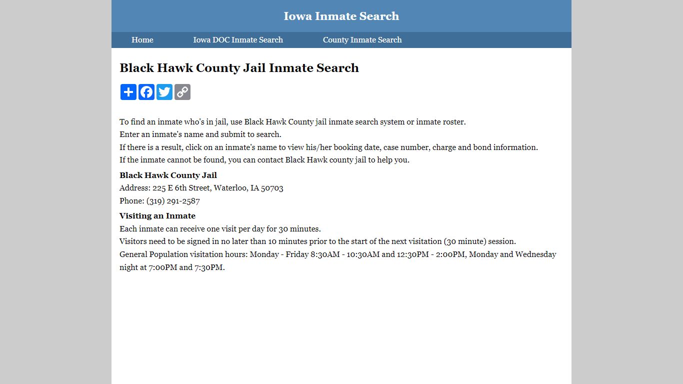 Black Hawk County Jail Inmate Search